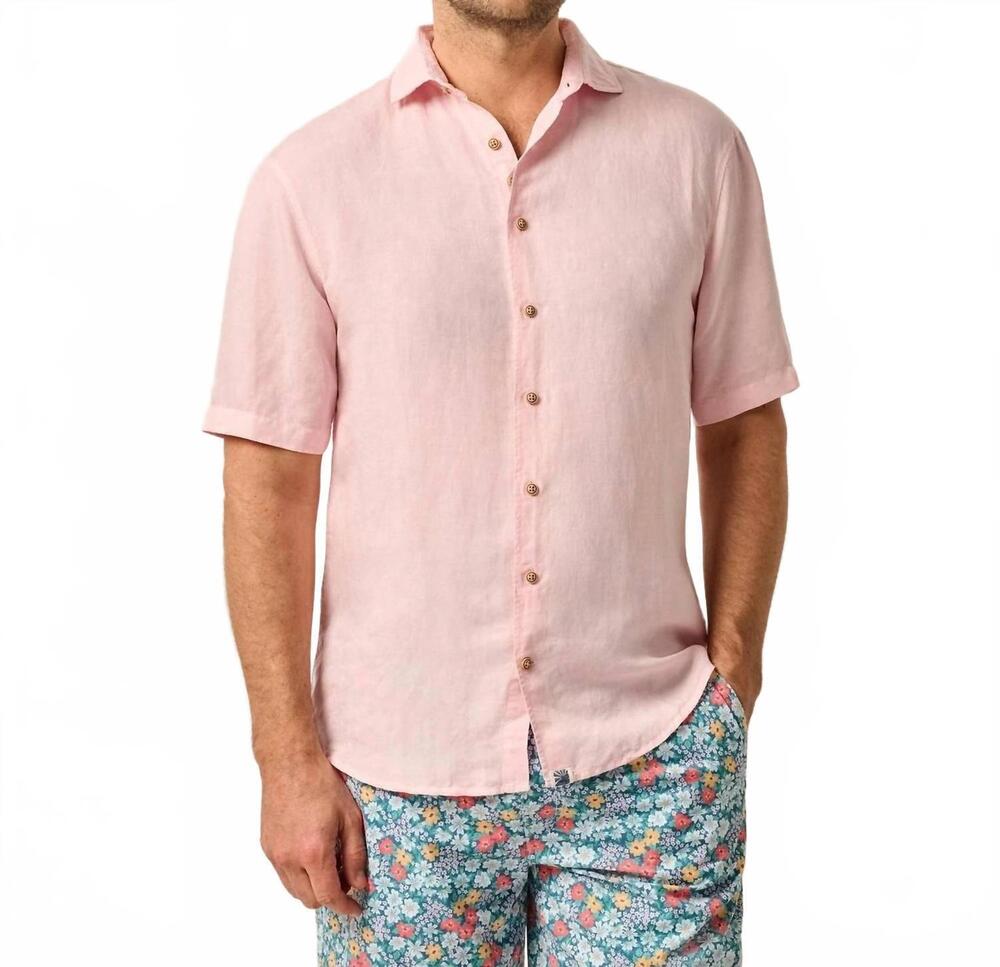 NEW JOHNNIE-O gianni hangin' out linen button down shirt in petal
